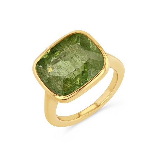 9.2CT GREEN TOURMALINE BEZEL RING