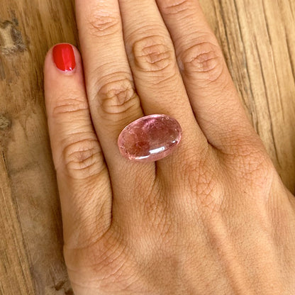 BESPOKE 15.1CT OVAL CABACHON PINK TOURMALINE