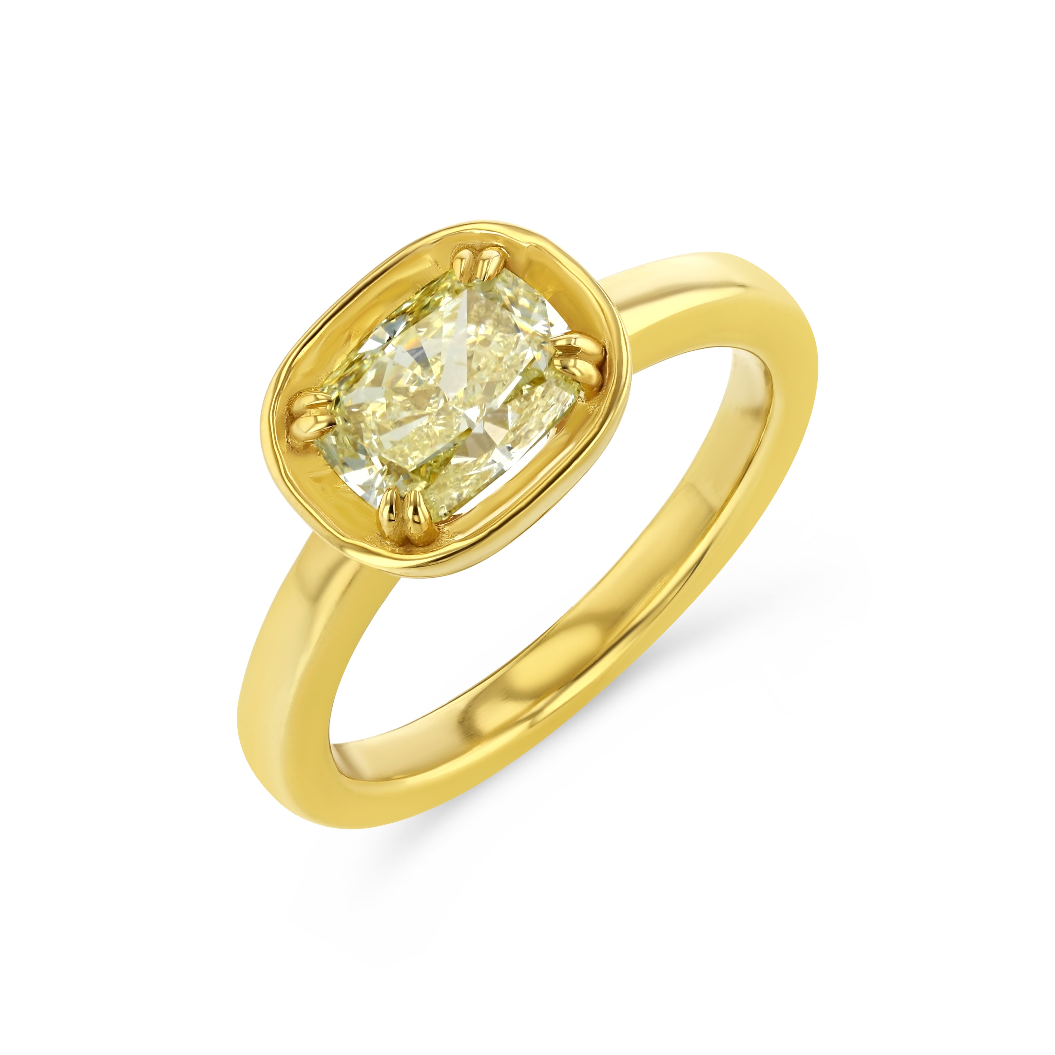 Yellow Cushion Cut Diamond Basket Setting Ring – Starling