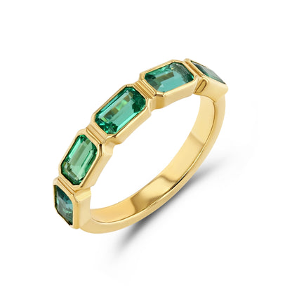 Emerald Emerald Cut Bezel Set Band