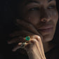 5.90ct Muzo Emerald Cushion Cut and Diamond Three Stone Ring