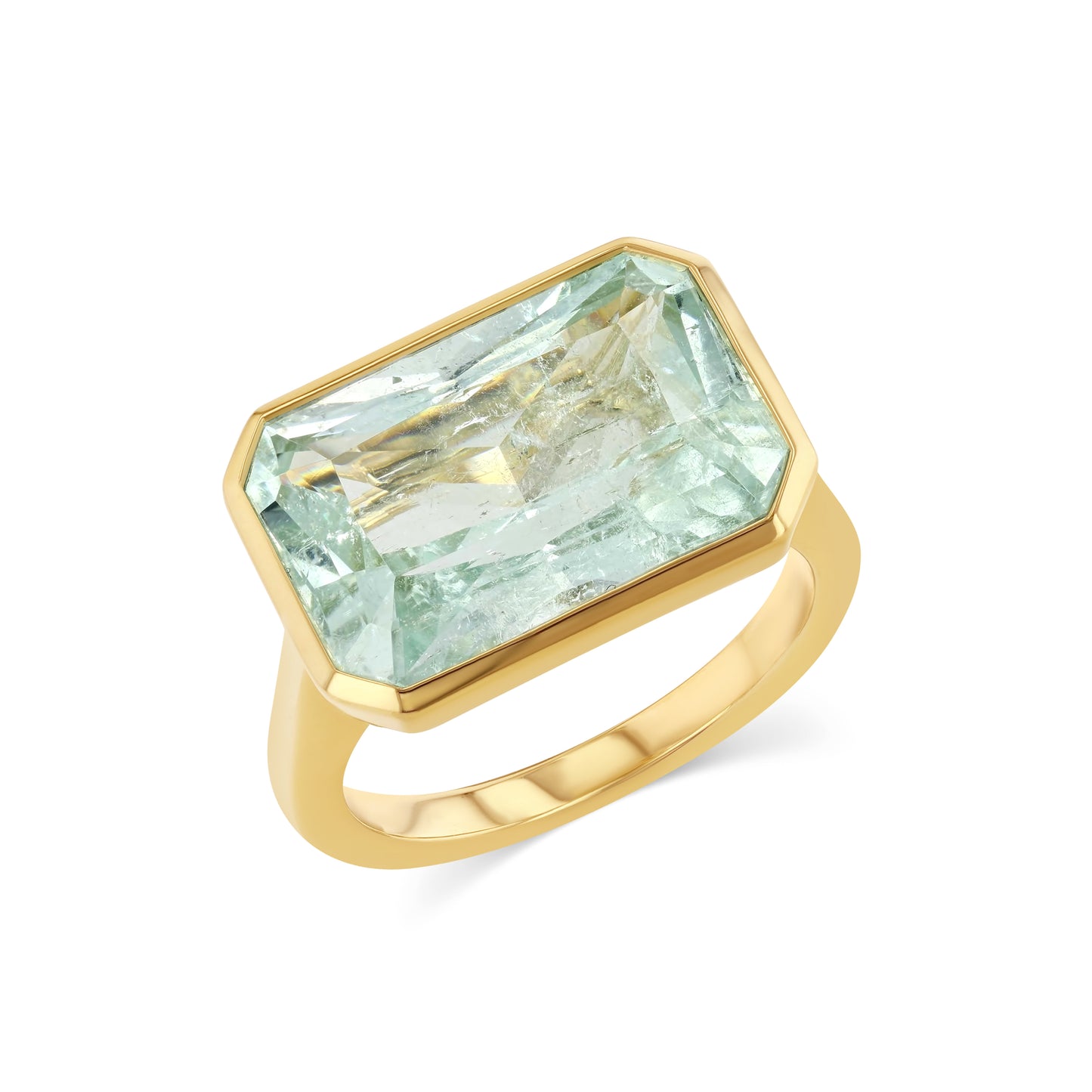 10.29CT RADIANT AQUAMARINE BEZEL RING