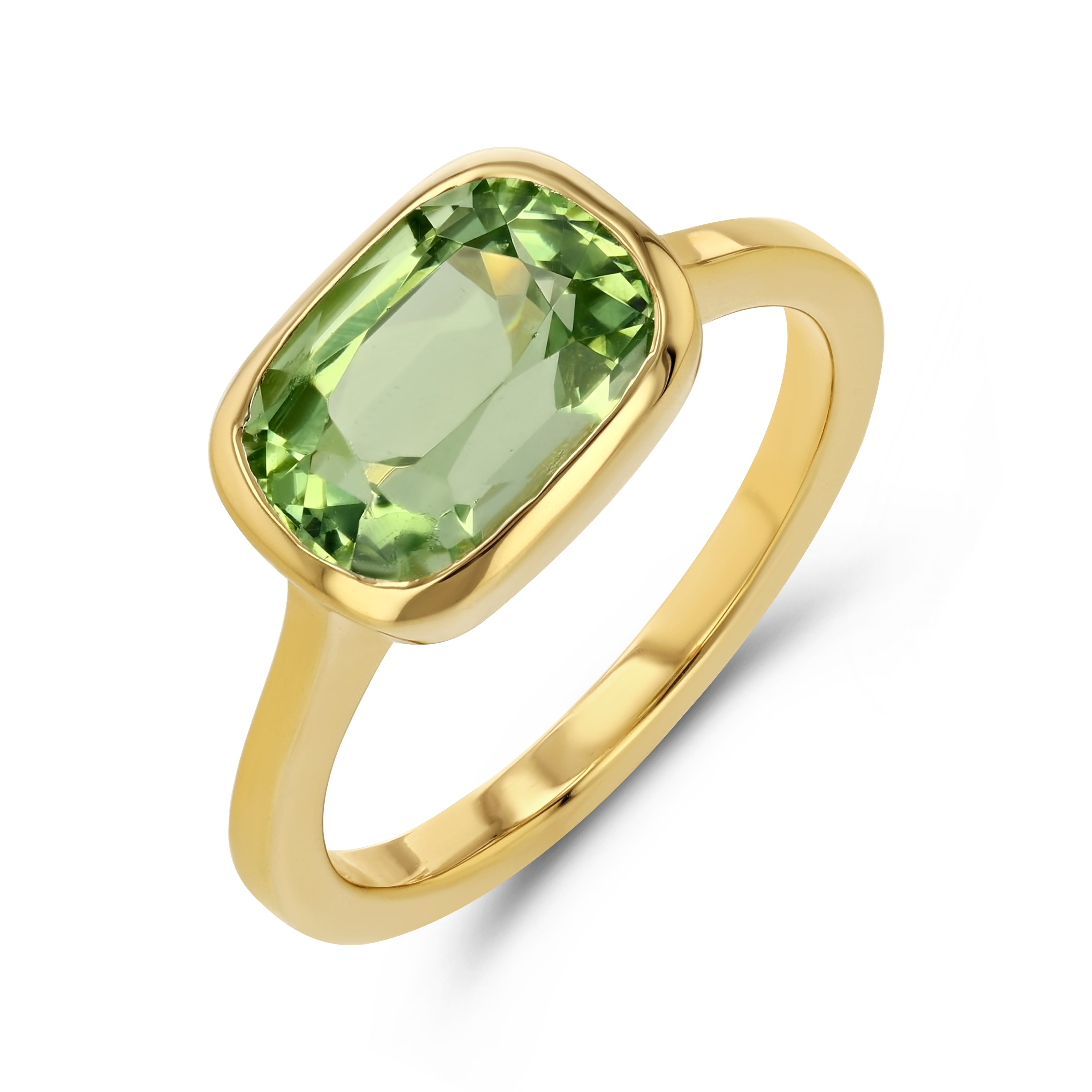 Mixed Metal Peridot Solitaire Ring, One 2024 of a Kind Engagement Ring, Ready to Ship