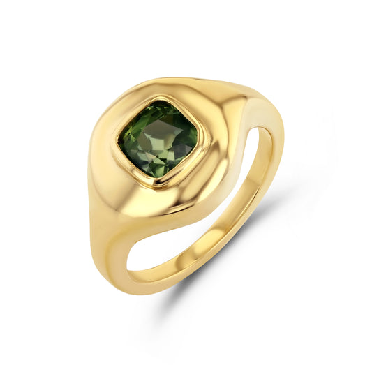 GREEN SAPPHIRE RIPPLE SIGNET RING