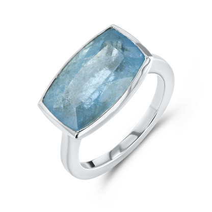 Aquamarine Bezel Set Ring