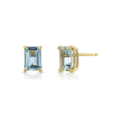 Aquamarine Emerald Cut Earrings