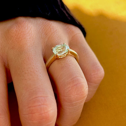 LIGHT GREEN TOURMALINE PRONG RING