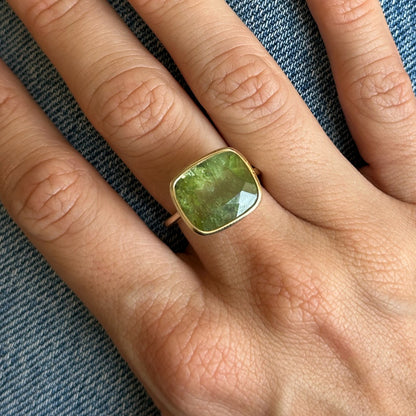 9.2CT GREEN TOURMALINE BEZEL RING