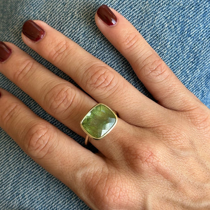 9.2CT GREEN TOURMALINE BEZEL RING