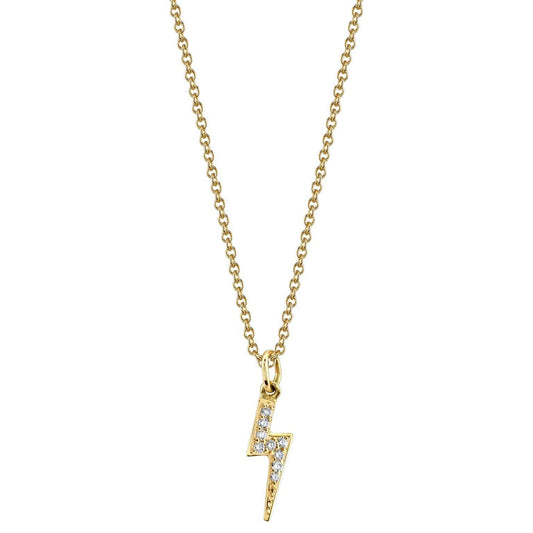 Lightning Bolt Charm 14K Yellow Gold / No Chain White Diamond