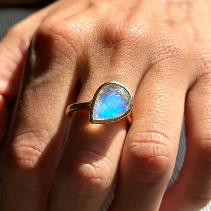 MOONSTONE TILTED BEZEL RING