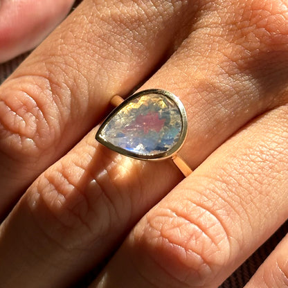 MOONSTONE TILTED BEZEL RING