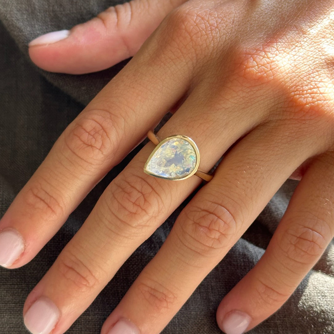 MOONSTONE TILTED BEZEL RING