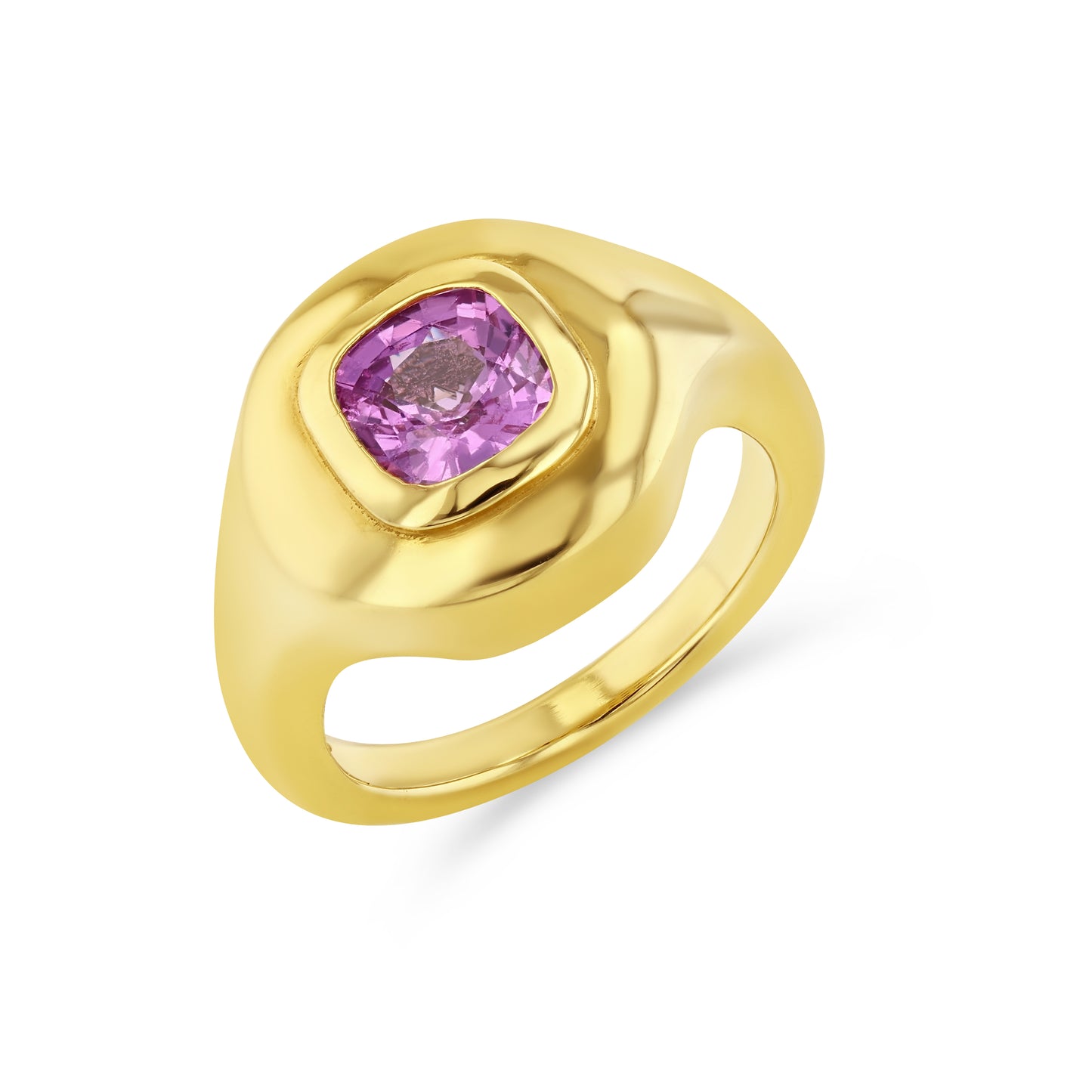 PINK SAPPHIRE RIPPLE SIGNET RING