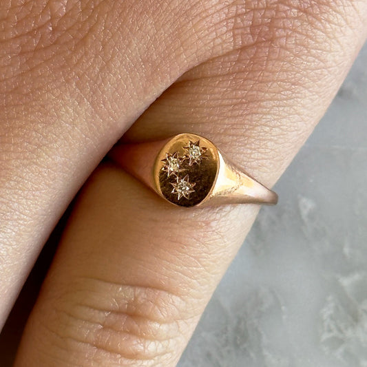 SAMPLE ROSE GOLD THREE STAR SIGNET RING