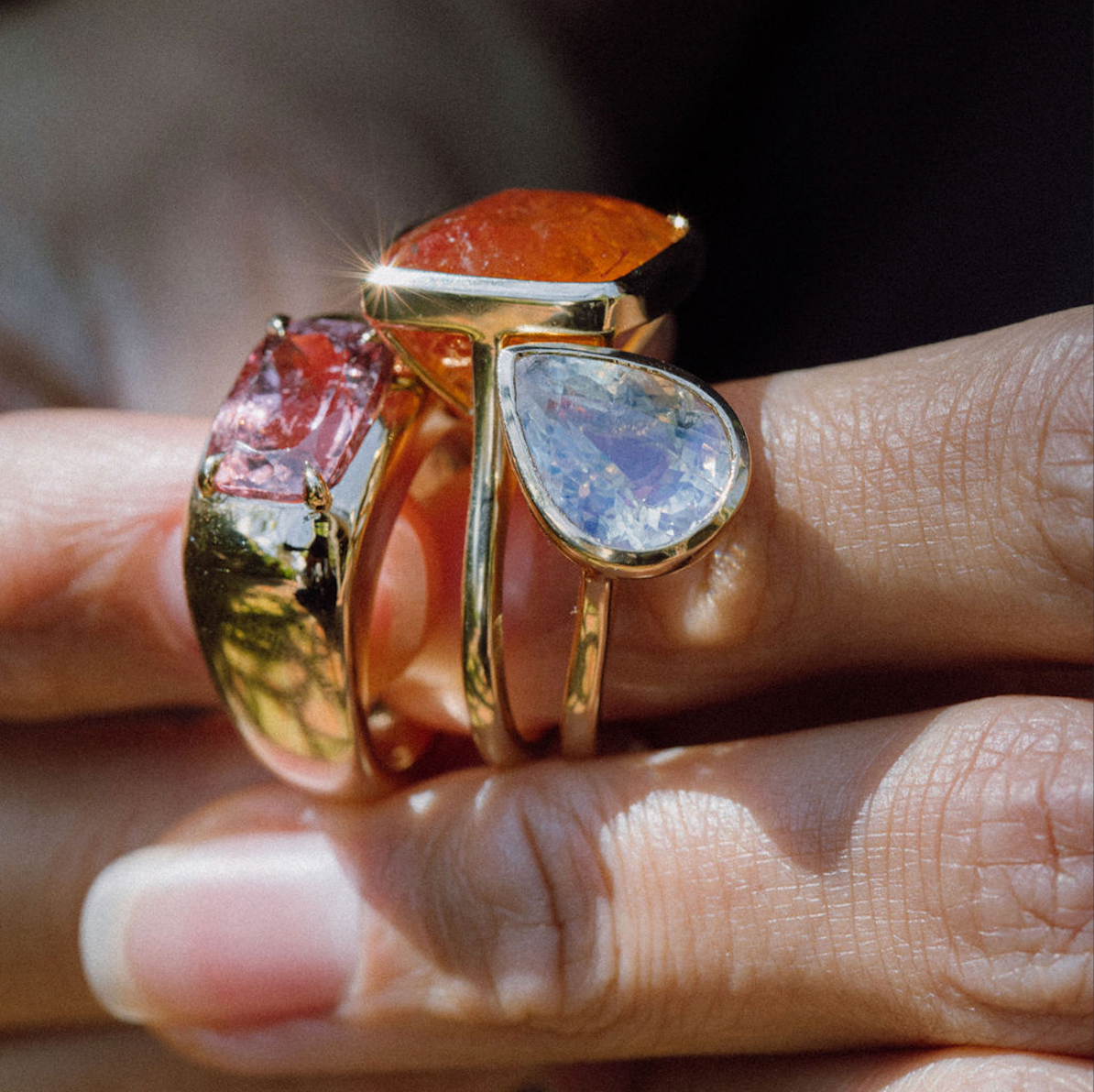 MOONSTONE TILTED BEZEL RING