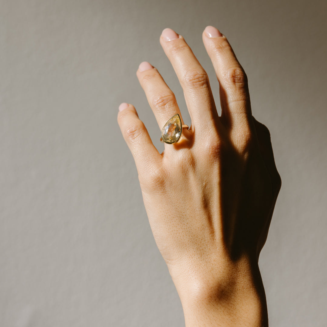 Tilted Citrine Ring