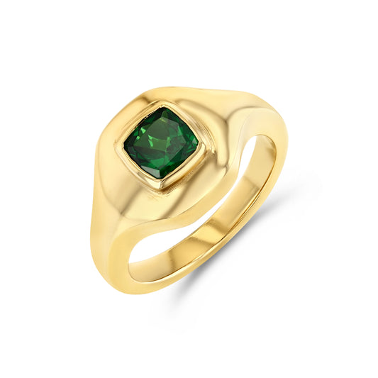 TSAVORITE RIPPLE SIGNET RING