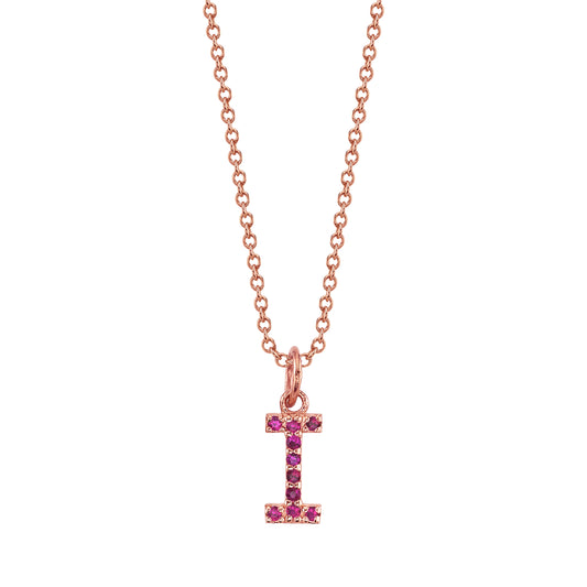 I Initial Birthstone Charm Necklace