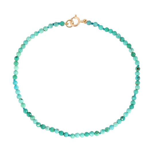 TURQUOISE MINI BEADED BRACELET 7in