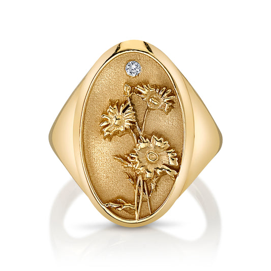 APRIL BIRTH FLOWER SIGNET RING