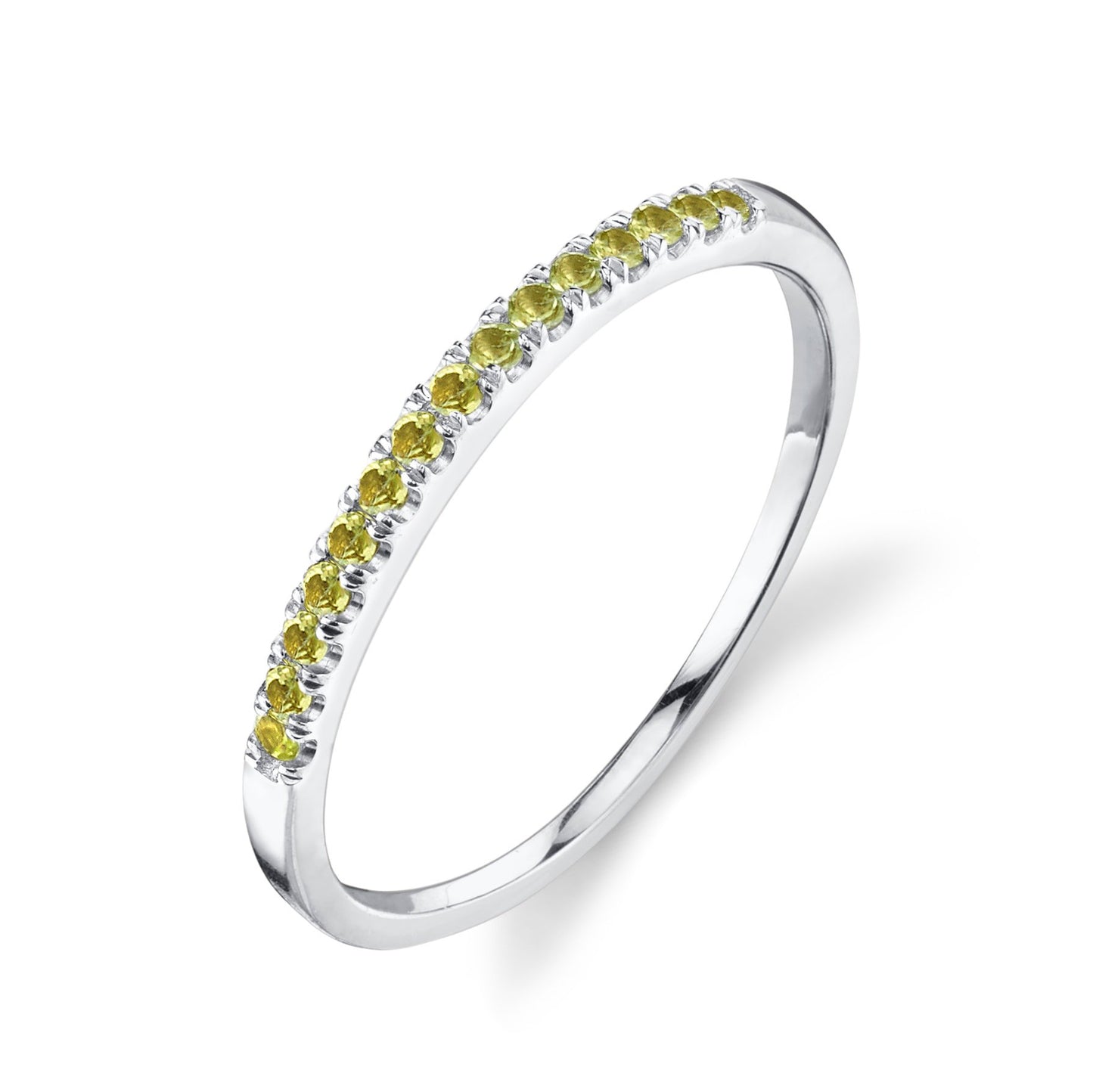 Colette Thin Pavé Band Peridot / 14K White Gold