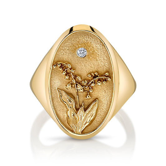 MAY BIRTH FLOWER SIGNET RING